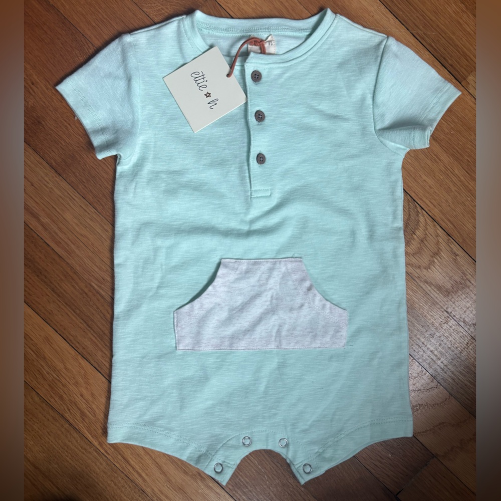 Ettie and H | Mint Green Baby Onesie with Front Pocket